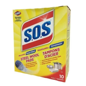 S.O.S Cleaning Steel Soap Wool Pads - 10 Count Box