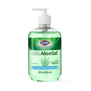 GBG AloeGel Instant Gel Hand Sanitizer, 64% w/w Ethyl Alcohol, 18 oz. Pump Bottle, 12/Case